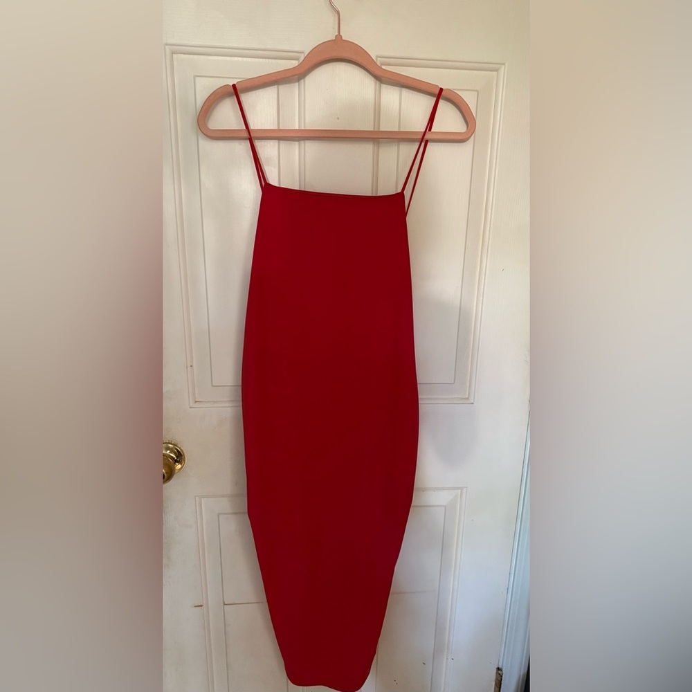 Elegant Red Spaghetti Strap Dress
